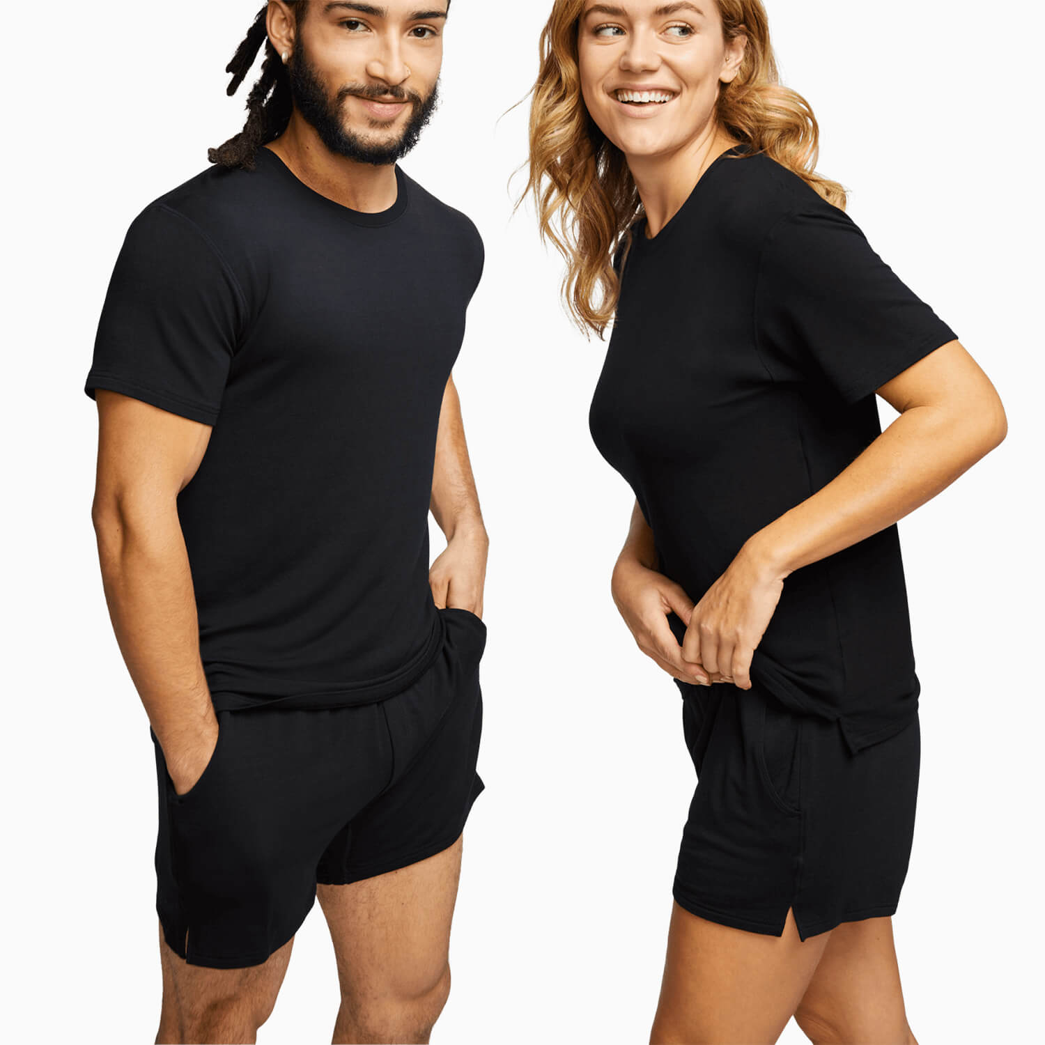 modelsizing1: Laurencio is 5’11” and wearing a medium. | modelsizing2: Katie is 5’11” and wearing a medium top and small bottom. | first: best-sellers, bottoms, tops | type: unisex | type: unisex